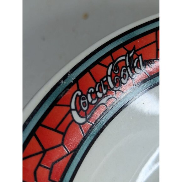 Vintage Coca-Cola Ceramic Bowls Gibson 1996 Set Of 4 mosaic Stained Glass - Picture 2 of 5
